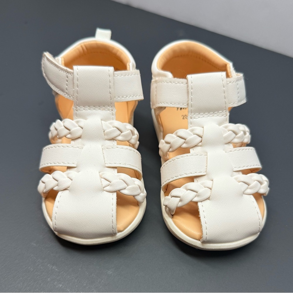 H&M Braided Fisherman Sandals Hook Loop Closed Toe White‎ Toddler US 5.5